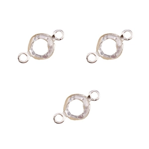 Three crystal rhinestone connector charms with silver frames for DIY jewelry making