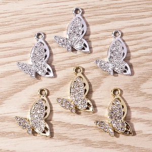 Fashion Zinc Alloy Butterfly Pendant Rhinestone Inlaid Charms For Jewelry Making DIY Necklace Earring Aesthetic Accessories