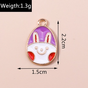 Detail of bunny enamel egg charm with dimensions 2.2cm height and 1.5cm width