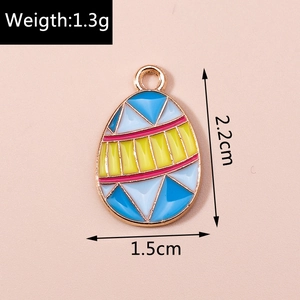Detailed view of colorful enamel Easter egg pendant with dimensions 2.2cm height and 1.3g weight