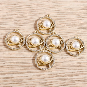 Goldene Stern-Planeten-Anhänger mit Opal und Strass für DIY-Schmuckherstellung