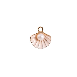Rosa Muschelanhänger mit weißer Perle und Goldring für DIY Schmuckherstellung Projekte