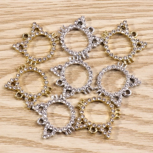 Legering Strass Kat Vorm Hanger Voor DIY Sieraden Maken Gegalvaniseerde Dier Charms Voor Kettingen Oorbellen Handtassen Accessoire