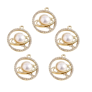Goldene Saturn Sternanhänger mit Perlen und Strasssteinen für DIY Schmuckherstellung
