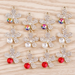 Alloy Strass Gänseblümchen Blumen Anhänger Kristall Floral Charms Für DIY Schmuckherstellung Halsketten Ohrringe Damen