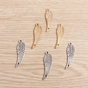 Pendentifs plumes d'ange vintage en alliage or et argent pour bijoux artisanaux DIY