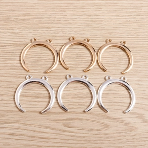 Alloy Crescent Moon Pendants Electroplated Metal Double Loop Connector Charms For DIY Jewelry Making Necklaces Earrings Accessories