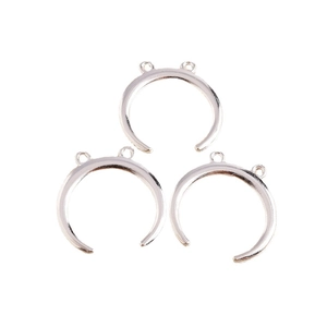 Silver plated alloy moon connectors with double loops for DIY jewelry making 20pcs pack