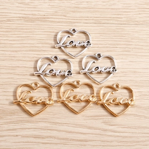 Romantic Heart Love Letter Alloy Pendants Hollow Out Heart Shaped DIY Jewelry Making Findings Electroplated Charms For Women