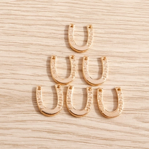 Set van 6 goudkleurige hoefijzerbedeltjes met Good Luck-gravure voor doe-het-zelf sieraden