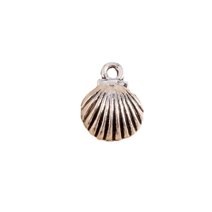 Pendentifs coquillages argentés avec rayures verticales pour bijoux DIY