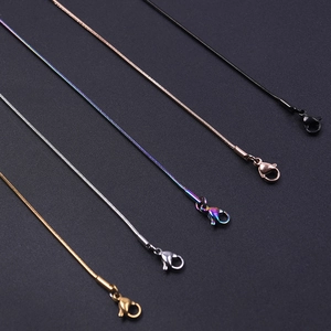 1.2mm stainless steel snake chain necklaces with lobster clasps in five assorted colors