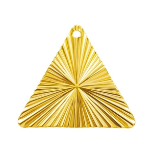 304 stainless steel vintage triangle pendant with 18k gold radiating texture and hanging hole
