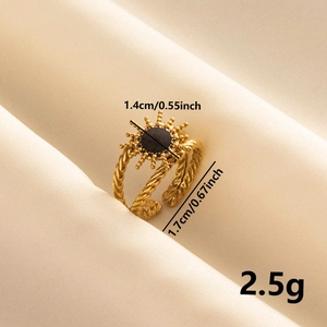 Detail showing 304 stainless steel golden sun ring dimensions and twisted band texture