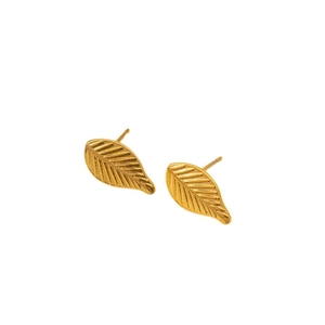 Minimalistische Blatt-Ohrstecker aus poliertem 304 Edelstahl mit Gold-Finish