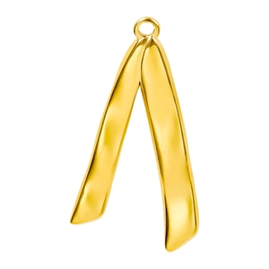 Golden irregular V-shape wave pendant in 304 stainless steel with top connecting ring