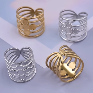 Macro shot of adjustable multi-layer wire ring bases in gold and silver finish