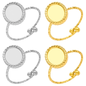 Minimalistischer 304 Edelstahl Offen Verstellbarer Ring Hochwertige Vakuumgalvanisierung Runde DIY Basis Ring Für Damen Herren Modeschmuck