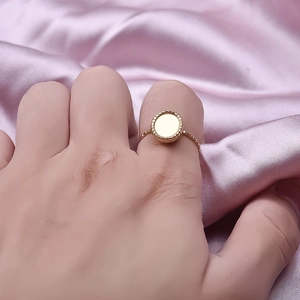 Minimalistischer verstellbarer Ring aus 304 Edelstahl mit Perlenrand und Roségold-Finish