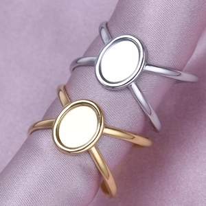 Irregular 304 stainless steel rings in gold and silver finish with double fork band