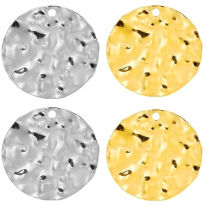 304 Stainless Steel Round Hammered Pendant Minimalist Geometric Textured Necklace Accessory For Women Gold Silver Tone DIY Jewelry