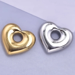 Pendentifs cœur en acier inoxydable 304 or et argent pour création de bijoux DIY