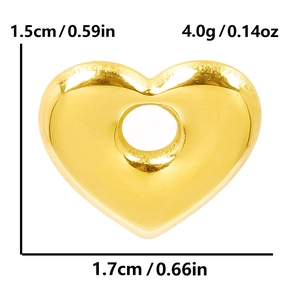 Dimensions détaillées du pendentif cœur en acier inoxydable 304 avec finition miroir