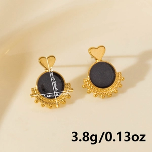 Detailed size specifications of 304 stainless steel heart fringe earrings with gold-black finish