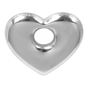 Détail d'un pendentif cœur creux en acier inoxydable 304 argenté avec ouverture centrale