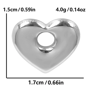 Dimensions détaillées du pendentif cœur en acier 304 avec 1,7 cm de large et 4,0 g de poids