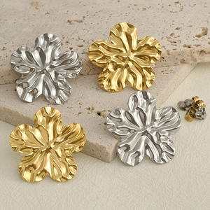 Orecchini a perno foglia artistica in oro e argento in acciaio inossidabile 304