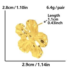 Specifiche dettagliate delle dimensioni degli orecchini a foglia in oro 304