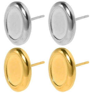 Orecchini a Bottone Ovali in Acciaio Inossidabile 304 Minimalisti Placcati Oro 18K Gioielli Geometrici Irregolari Donna