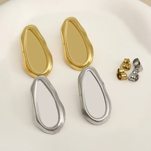 Minimalist 304 stainless steel irregular geometric earrings in gold and silver finish