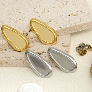 304 Stainless Steel Irregular Geometric Stud Earrings For Women Minimalist High Sense Liquid Metal Style Ear Jewelry Gift