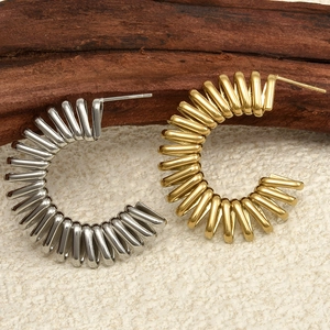 Boucles d'oreilles spirales en C en acier inoxydable 304 fini doré et argenté