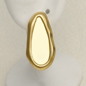 Golden irregular geometric 304 stainless steel earrings with matte and mirror finish