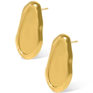 Minimalist 304 stainless steel geometric gold earrings with irregular lava design