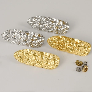 Irregular pleated 304 stainless steel earrings in gold and silver with lava texture