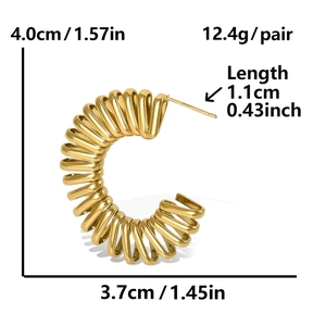 Tableau des tailles détaillé pour boucles d'oreilles spirales en C en acier inoxydable 304