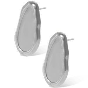 Macro view of 304 stainless steel molten lava stud earrings with mirror polished finish
