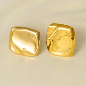 Minimalist 304 stainless steel adjustable gold rings with crumpled metal texture finish