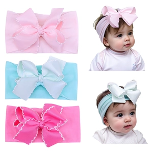 Soft Baby Headbands Large Grosgrain Bow Elastic Nylon Hairband Scalloped Edge For Infants Newborns Toddlers Sweet Hair Accessories