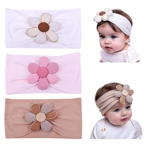 Lot de 3 bandeaux à fleurs pour bébé en tricot doux pour photos de nouveau-nés