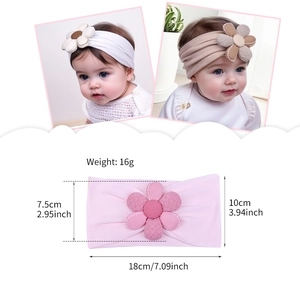 Bandeau élastique pour bébé avec grande fleur à bouton, tricot doux pour nouveau-né