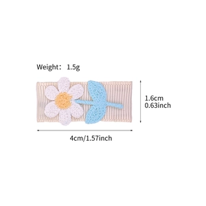 5-teiliges Set handgefertigter bestickter Blumen-Haarspangen für Mädchen mit Metallbasis