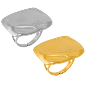 Minimalist adjustable 304 stainless steel rings in gold and silver with polished mirror finish