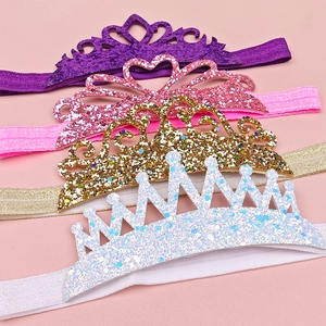 Lot de quatre bandeaux couronne pailletés pour bébé en doré rose violet et blanc