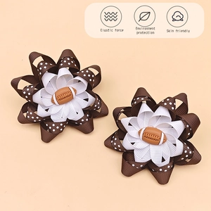 Barrettes à pois avec nœud et motif de football américain pour le style sport enfant