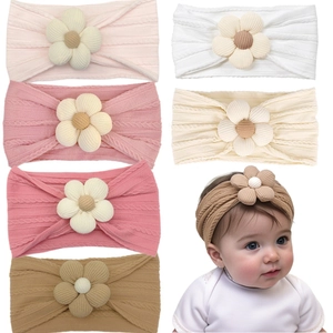 Bandeau à Fleurs Doux pour Bébé Élastique Large en Tricot Accessoire de Photographie pour Nouveau-Né Bijoux Floraux